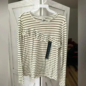 Lucky Brand Striped Ruffle Top Women’s Size Small NEW WITH TAG